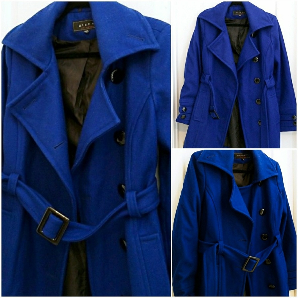 Cobalt Blue/Royal Blue Winter Wool Pea/Trench Coat - Picture 3 of 8
